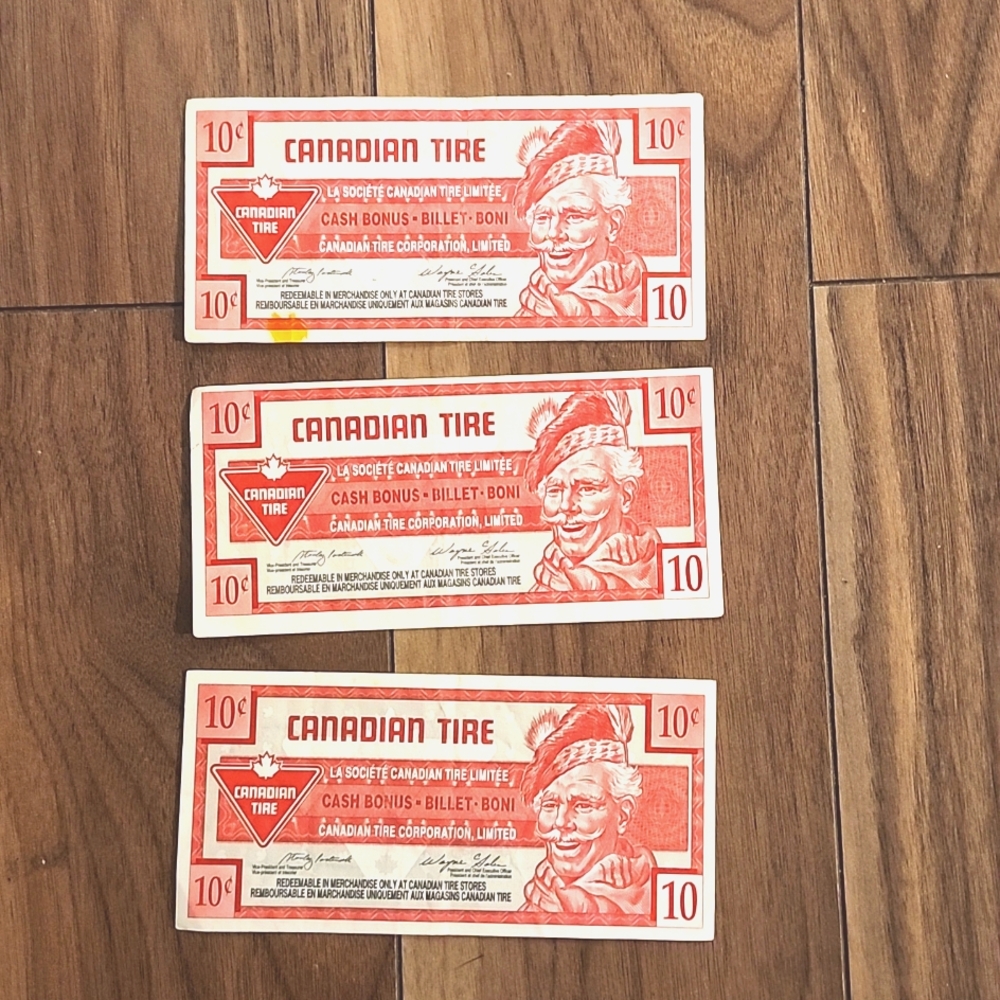🔥3 Canadian Tire 10 Cent Notes